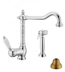 PB Nostalgic kitchen tap with separate pull-out hand shower Bronze