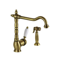 PB Nostalgic kitchen tap with separate pull-out hand shower Bronze