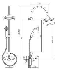 PB Nostalgic Shower Mixer Set with Rain Shower Chrome