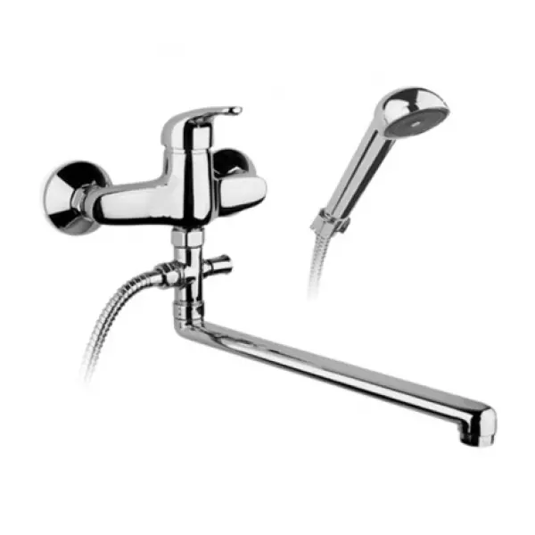 Blusani special Wall tap Chrome with long spout 35cm and hand shower 1208952919