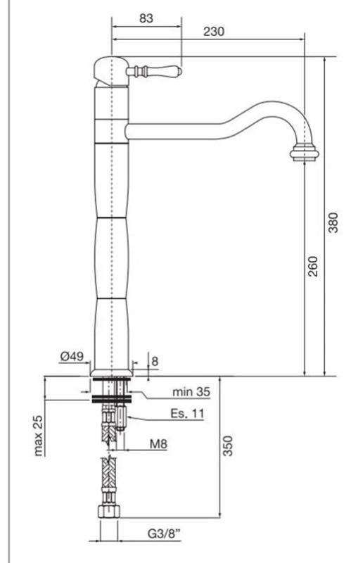 PB Classic Nostalgic pillar kitchen tap stainless steel 1208952922