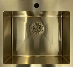 Ausmann Weser stainless steel kitchen sink PVD Gold 55x51 with faucet hole undermounted flush mounted and inset 080884