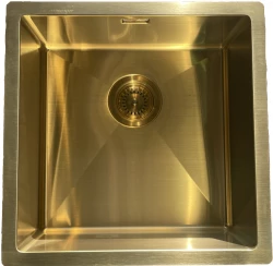 Ausmann Mosel stainless steel kitchen sink gold color PVD Gold 40x40 undermounted flush mounted and inset 080914