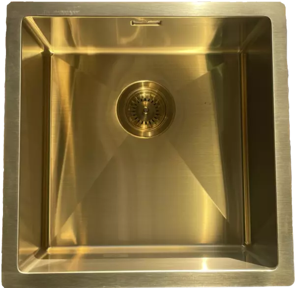 Ausmann Mosel stainless steel kitchen sink gold color PVD Gold 40x40 undermounted flush mounted and inset 080914