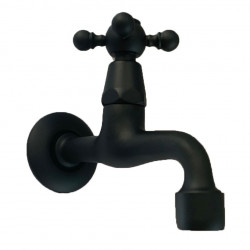 PB Classic wall washbasin tap with star handle cold water matt black 1208952981