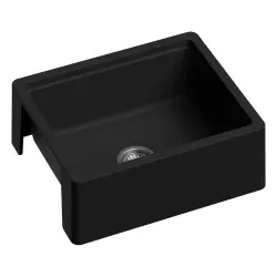 GraniteMy Tradition farmhouse sink, two-sided granite sink 60x48 cm, black undermount 1208953016