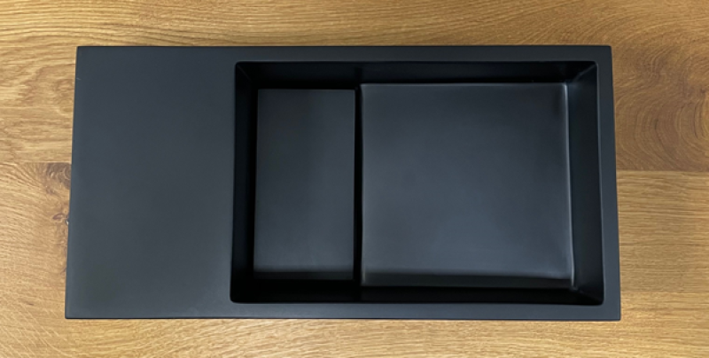 Solid-S Solid surface fountain, 36 cm (W) x 18 cm (D) x 10 cm (H), matte black with cover 1208953168