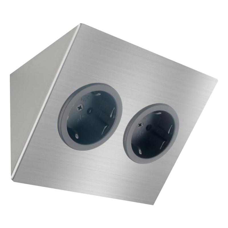 Indux Corner Energy column for horizontal installation with 2 grounded outlets, stainless steel 1208953211