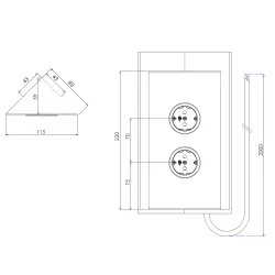 Power socket with 2 earthed outlets black 1208953214