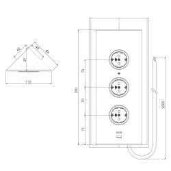 Indux Energy Column with 3 Sockets, Grounding, and Dual USB-A&C Charger, Stainless Steel 1208953216