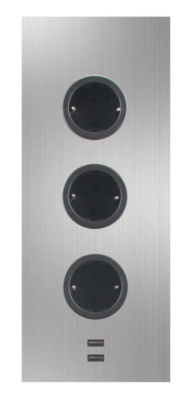 Indux Energy Column with 3 Sockets, Grounding, and Dual USB-A&C Charger, Stainless Steel 1208953216