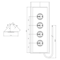 Power socket with 4 outlets earthed stainless steel 1208953218