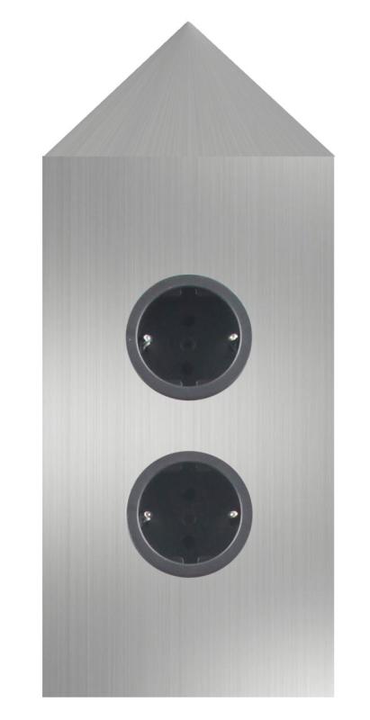 Indux Power Strip with 2 Sockets, Grounded, Angled, Stainless Steel 1208953220