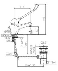 PB Clinic disabled sink faucet with long lever chrome 1208953265