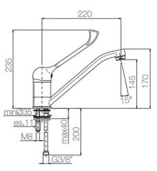 PB Clinic disabled sink faucet with swivel and long lever, chrome spout 1208953266