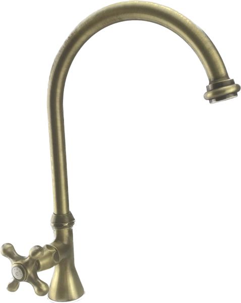 PB Classic washbasin tap with star handle cold water with high round spout bronze 1208953275