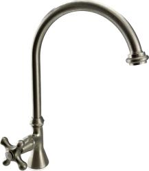 PB Classic washbasin tap with star handle cold water with high round spout stainless steel 1208953276