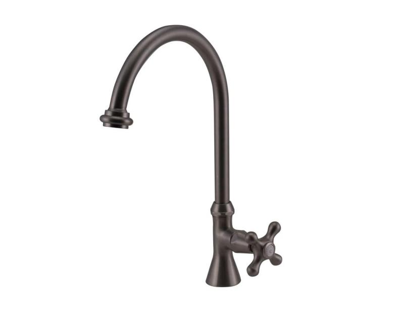 PB Classic washbasin tap with star handle cold water with high round spout stainless steel 1208953276