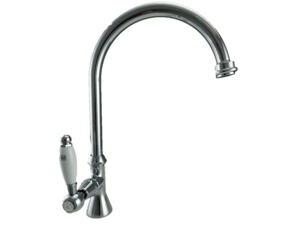 PB Classic washbasin tap with white lever cold water with high round spout chrome 1208953277