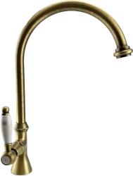 PB Classic washbasin tap with white lever cold water with high round spout bronze 1208953278