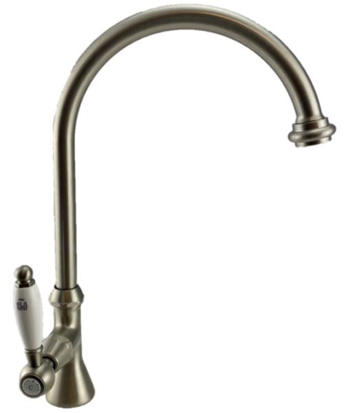 PB Classic washbasin tap with white lever cold water with high round spout stainless steel 1208953279