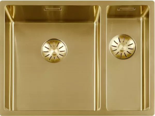 Lorreine 3415SP brushed gold SuperPlug stainless steel one and a half sink 3415cm flush undermount and drop-in mounted 1208953417