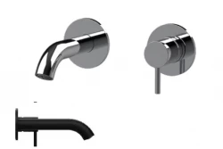 SB Round basin mixer tap, recessed, matt black - 102mm