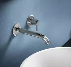 Chrome SB Round concealed basin mixer tap - 102mm