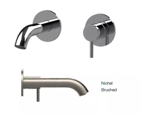 SB Round recessed basin mixer tap in satin nickel 102mm