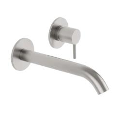 SB Round recessed basin mixer tap satin nickel 162mm