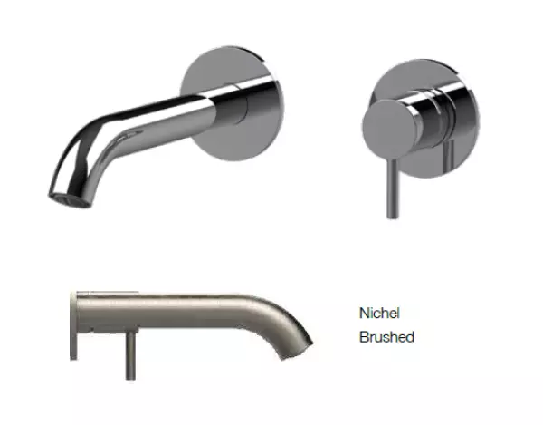 SB Round recessed basin mixer tap satin nickel 162mm