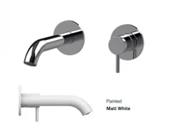 SB Round basin mixer tap, concealed white matt 132mm