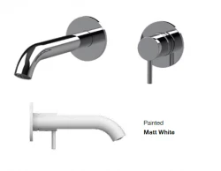 SB Round basin mixer tap, recessed, white matt 162mm