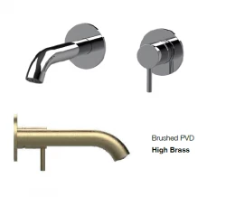 SB Round recessed basin mixer tap in satin brass PVD 132mm