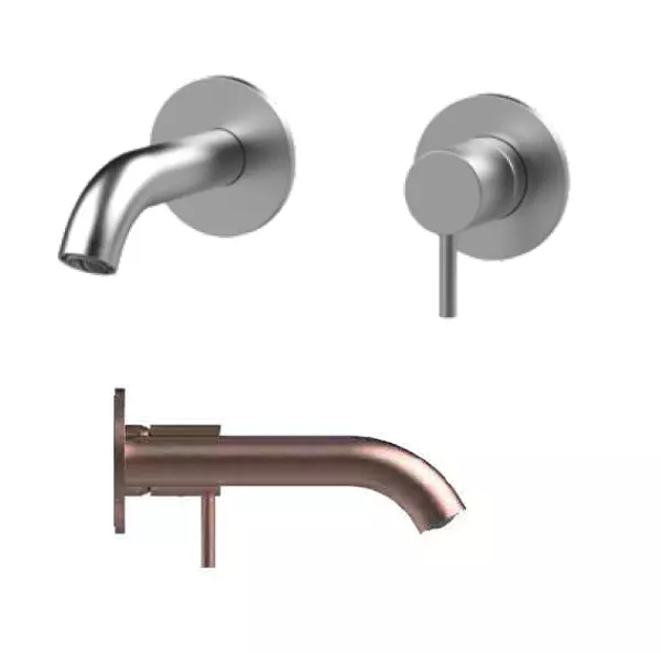 SB Round recessed basin mixer tap in satin finish copper 316 PVD 102mm