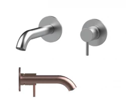 SB Round recessed basin mixer tap in satin finish 316 PVD copper 132mm