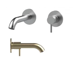 SB Round recessed basin mixer tap in satin finish brass 316 PVD 132mm