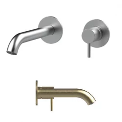 SB Round recessed basin mixer tap in satin finish brass 316 PVD 162mm