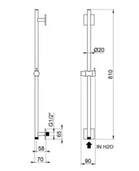 SB Rubinetterie Universale sliding rail in satin finish 316 stainless steel with connection for water connection 1208953564