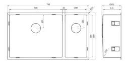 Lorreine 5020SP large stainless steel one-and-a-half bowl 5020cm flush-mounted undermount and inset 1208953620