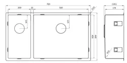 Lorreine 2050SP large stainless steel one-and-a-half bowl 2050cm flush-mounted undermount and inset 1208953621