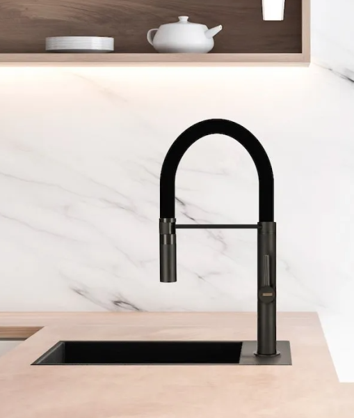 Lorreine Ribble matt black kitchen tap with flexible spout 1208953622