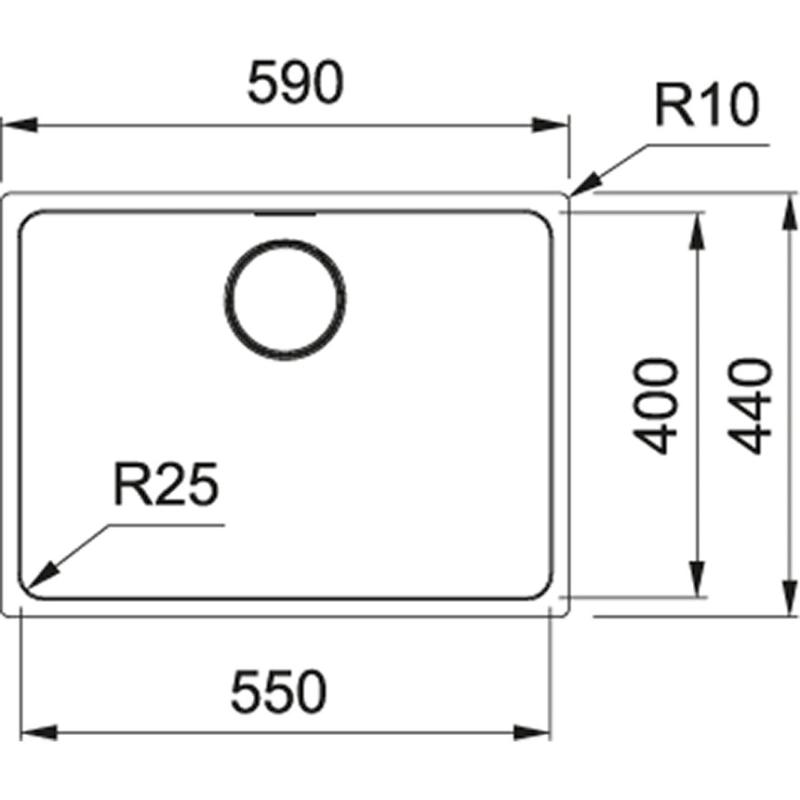 Franke Mythos MYX 110.55 rvs sink 55x40cm undermount 122.0638.200