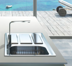 Foster Marine Stainless Steel 316 reversible sink with draining board 86x50cm surface-mounted 1208953725