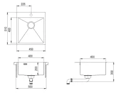 Ausmann Weser stainless steel gold sink PVD Gold 45x51 with tap hole undermount flush-mounted and inset 080891