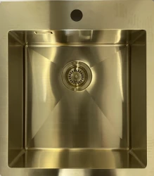 Ausmann Weser stainless steel gold sink PVD Gold 45x51 with tap hole undermount flush-mounted and inset 080891