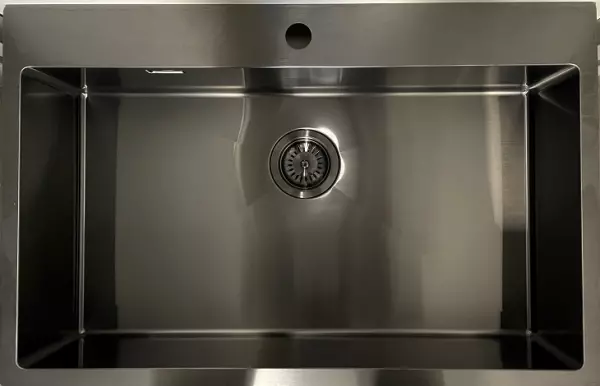 Ausmann Weser large stainless steel sink anthracite colour PVD Gun Metal 79x51 with tap hole undermount flush-mounted and inset 067137