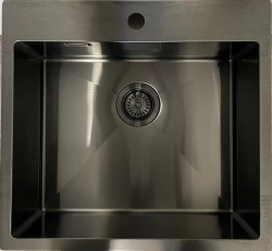 Ausmann Weser stainless steel sink anthracite colour PVD Gun Metal 55x51 with tap holeundermount flush-mounted and inset 067144