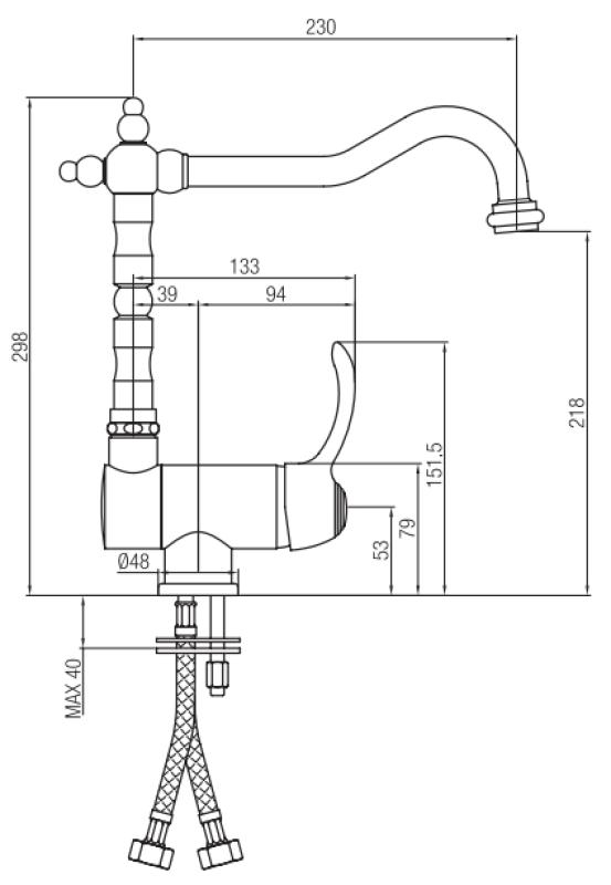 PB Vintage Nostalgic kitchen tap window tap foldable stainless steel 1208953757