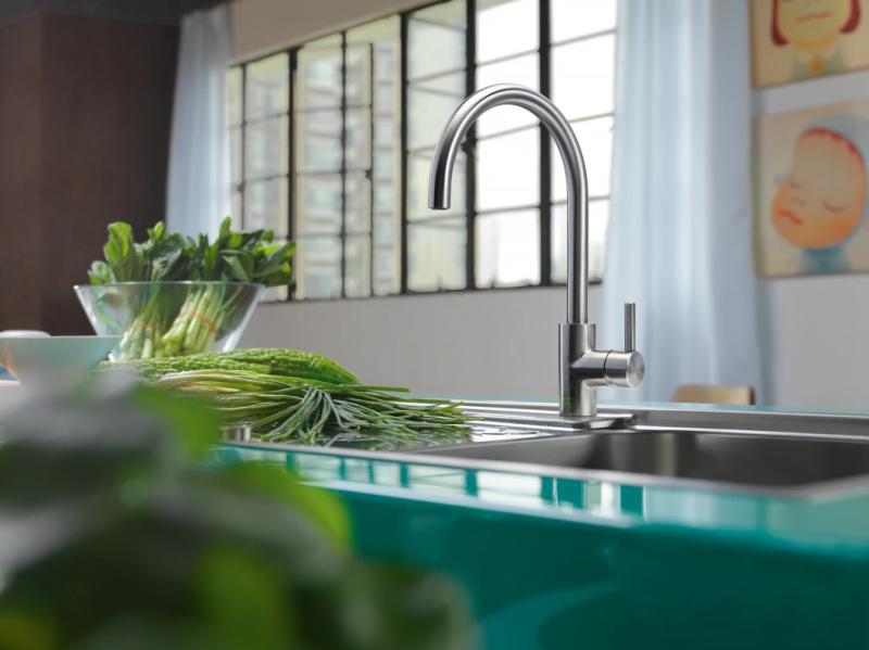 Franke Kitchen tap Eos Neo swivel spout completely stainless steel 115.0590.044